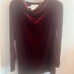 Red velvet romantic cowl neck tunic romantic goth luxurious vintage size small